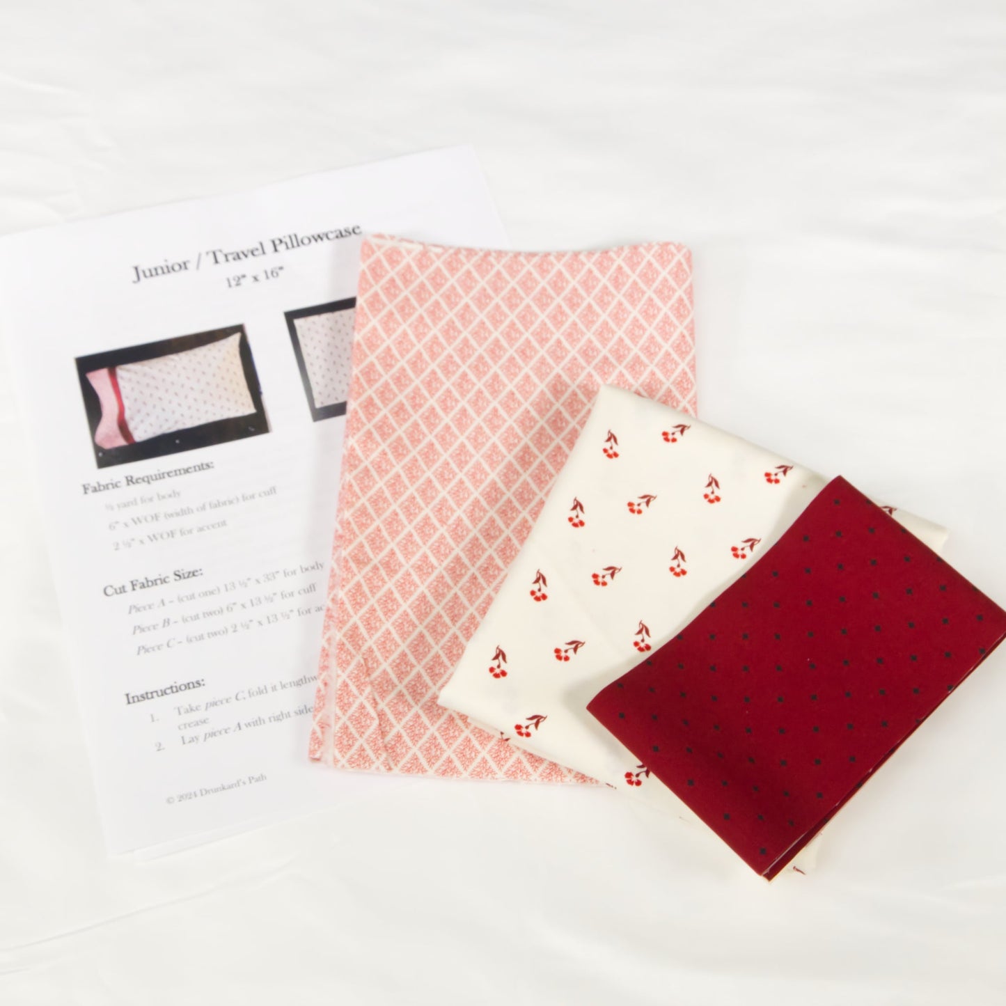 Image of Junior/Travel Pillowcase Kit - Red and White Gatherings