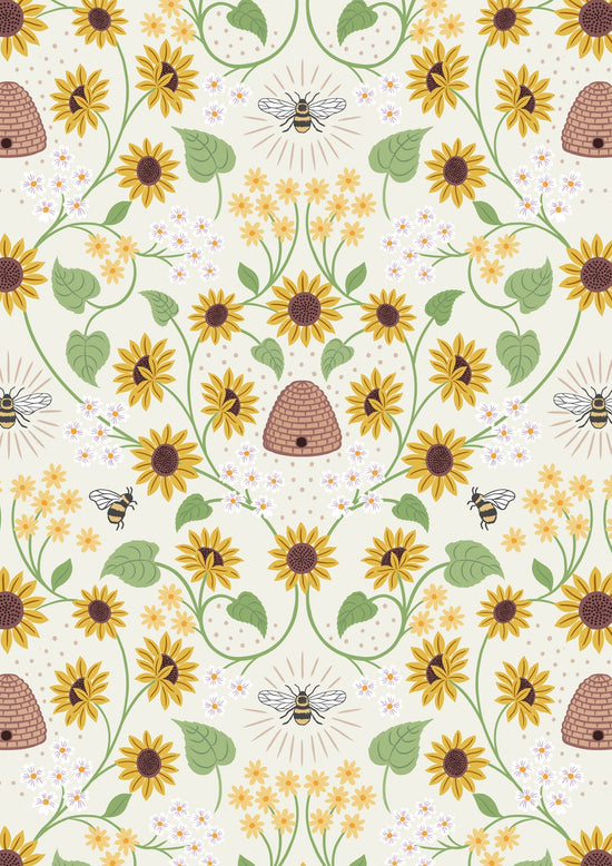 Image of 6747-1 Sunflowers - Bee Hive on Cream Bolt