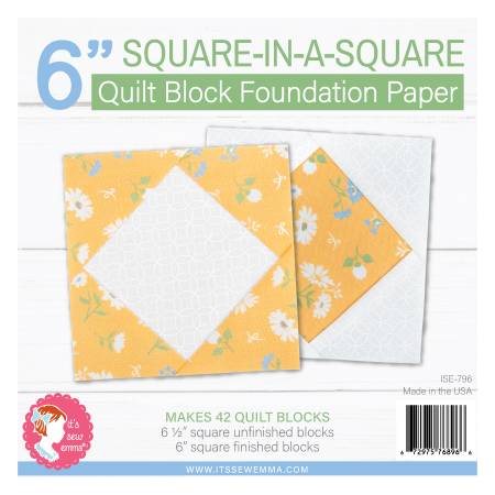 Image of 6in Square in a Square Quilt Block Foundation Paper