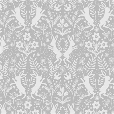 Spring Hare Reloved - Light Grey Small Hares Yardage