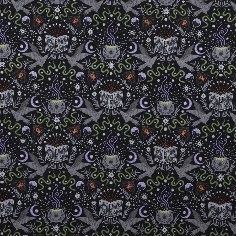 6719-3 Cast a Spell - Black with Silver Metallic Yardage