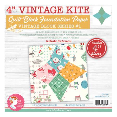 Image of 4in Vintage Kite Quilt Block Foundation Paper